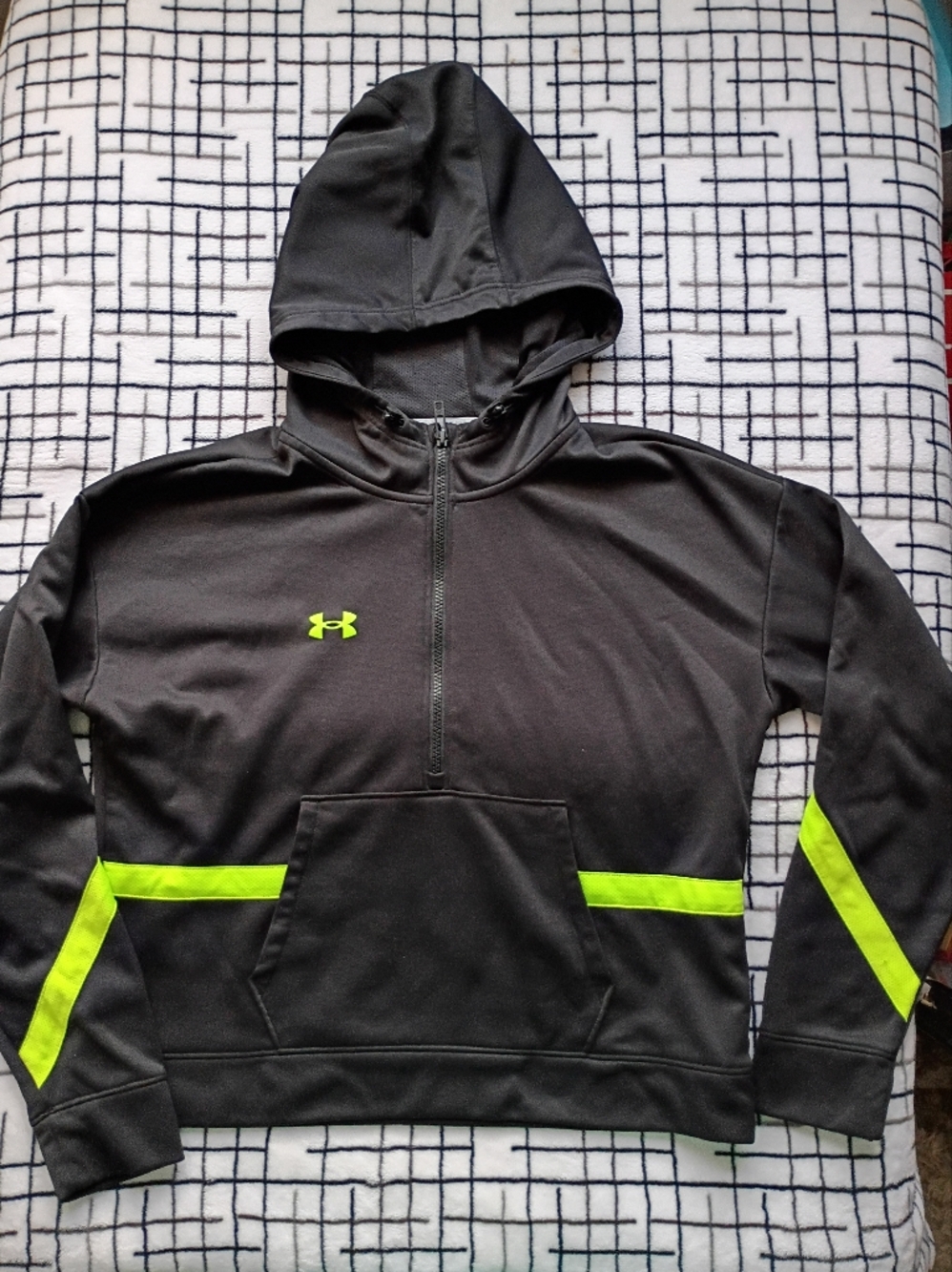 Under Armour Black Hoodie with Neon Yellow Accents